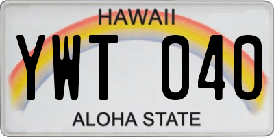 HI license plate YWT040