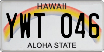 HI license plate YWT046