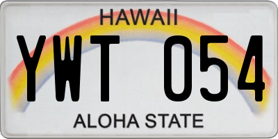 HI license plate YWT054