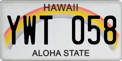 HI license plate YWT058
