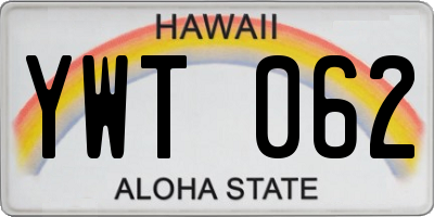 HI license plate YWT062