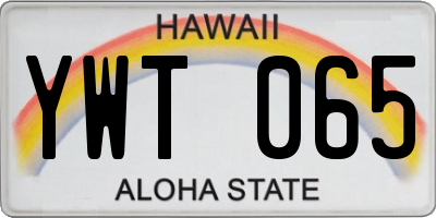 HI license plate YWT065