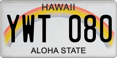 HI license plate YWT080
