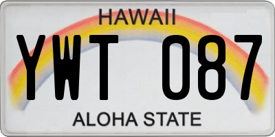HI license plate YWT087