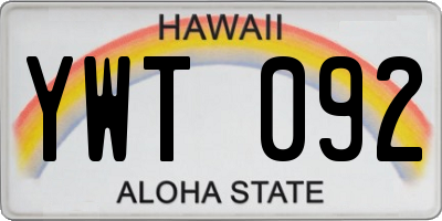 HI license plate YWT092