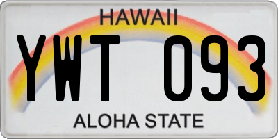 HI license plate YWT093