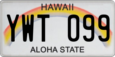 HI license plate YWT099