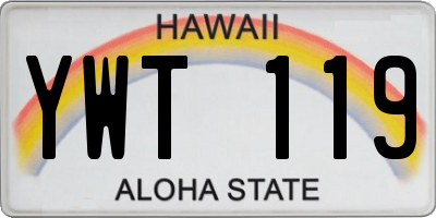 HI license plate YWT119