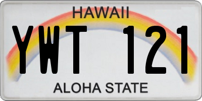 HI license plate YWT121