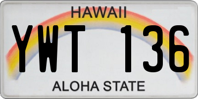 HI license plate YWT136