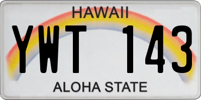 HI license plate YWT143