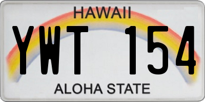 HI license plate YWT154