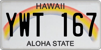 HI license plate YWT167
