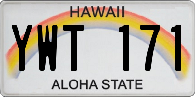 HI license plate YWT171