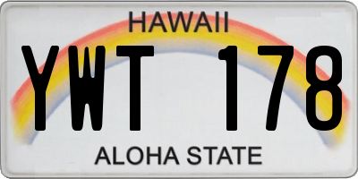 HI license plate YWT178