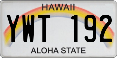 HI license plate YWT192