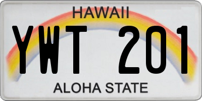 HI license plate YWT201