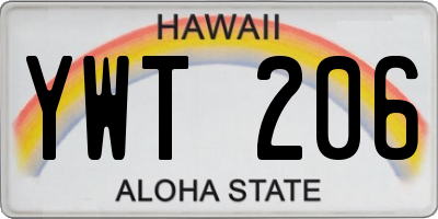 HI license plate YWT206