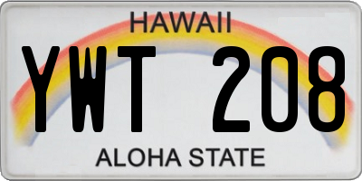 HI license plate YWT208