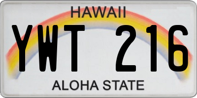 HI license plate YWT216