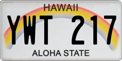 HI license plate YWT217