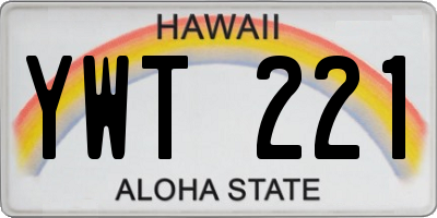 HI license plate YWT221