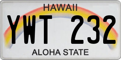 HI license plate YWT232