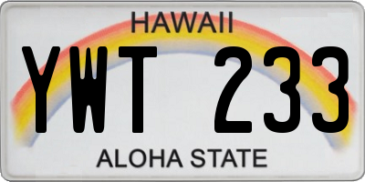 HI license plate YWT233