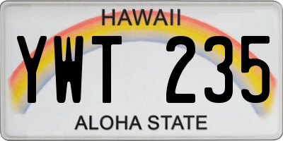 HI license plate YWT235