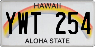 HI license plate YWT254