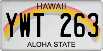 HI license plate YWT263