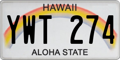 HI license plate YWT274