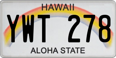 HI license plate YWT278