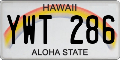 HI license plate YWT286