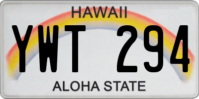 HI license plate YWT294
