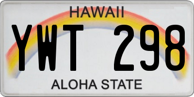 HI license plate YWT298