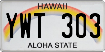HI license plate YWT303