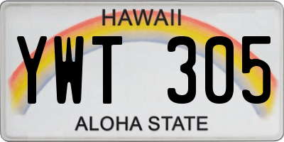 HI license plate YWT305