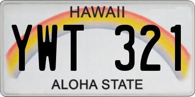 HI license plate YWT321