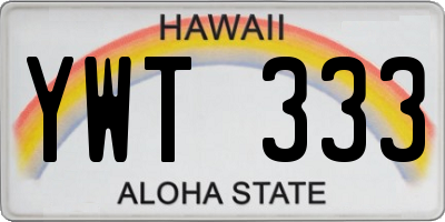 HI license plate YWT333