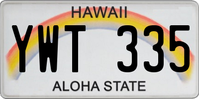 HI license plate YWT335