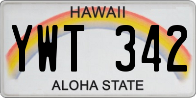 HI license plate YWT342