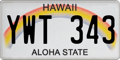 HI license plate YWT343