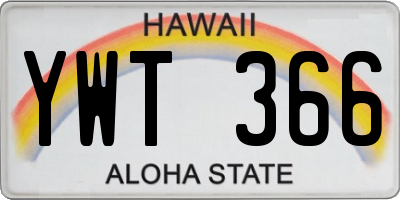 HI license plate YWT366