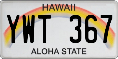 HI license plate YWT367