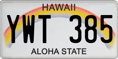 HI license plate YWT385