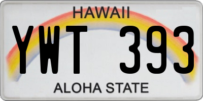 HI license plate YWT393