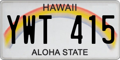 HI license plate YWT415