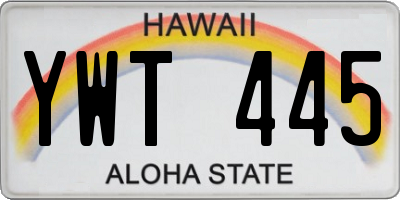 HI license plate YWT445