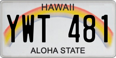 HI license plate YWT481